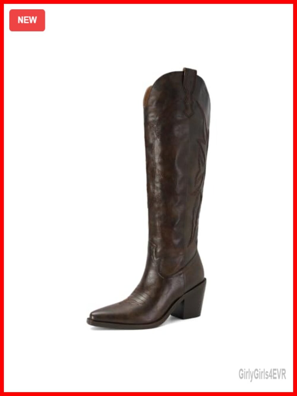 Classic Women's Cowboy Boots Pointed Toe Block Heel Embroidered Western Boots